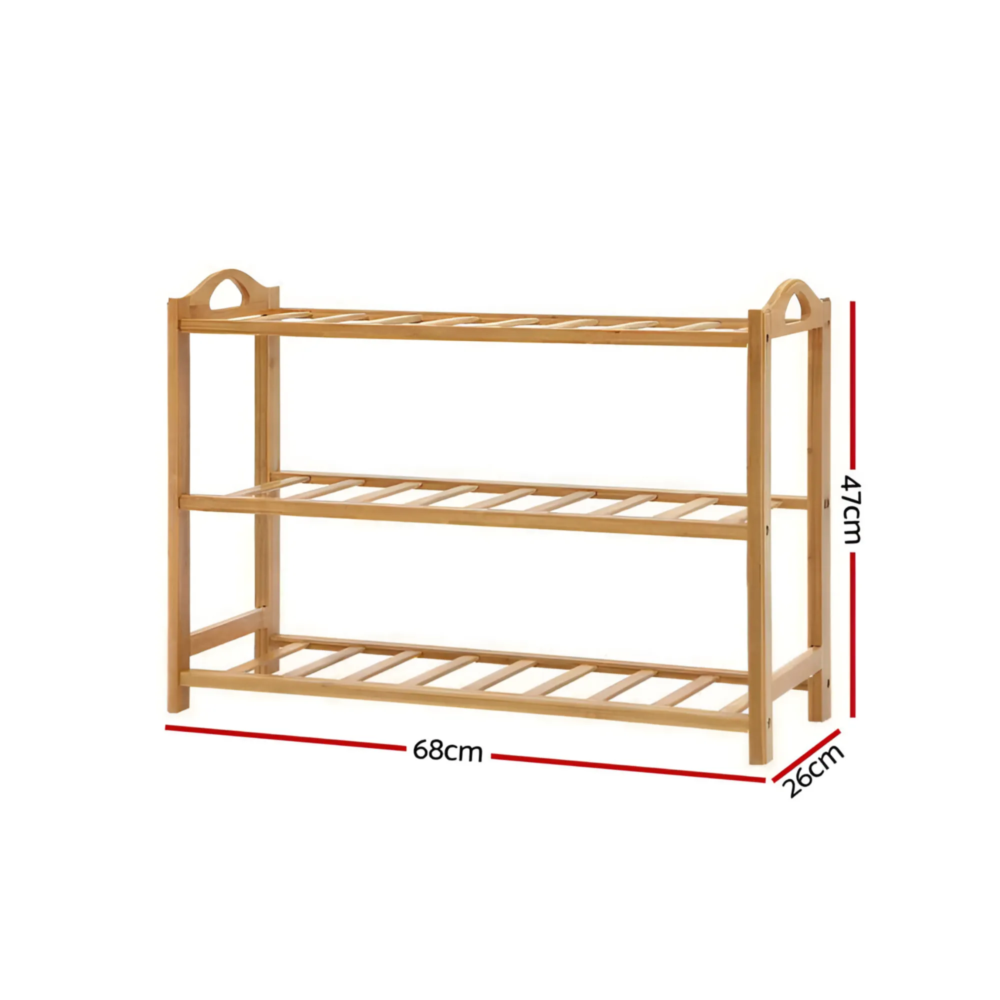 3-Tier Free Standing Bamboo Wood Shoe Rack Sn-019