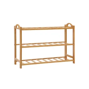 3-Tier Free Standing Bamboo Wood Shoe Rack Sn-019