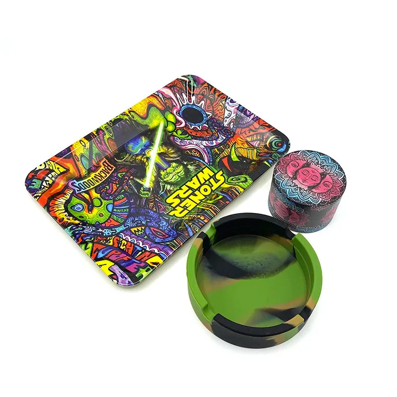 3Pcs Rolling Tray/W Metal **SMOKING DEVICES**