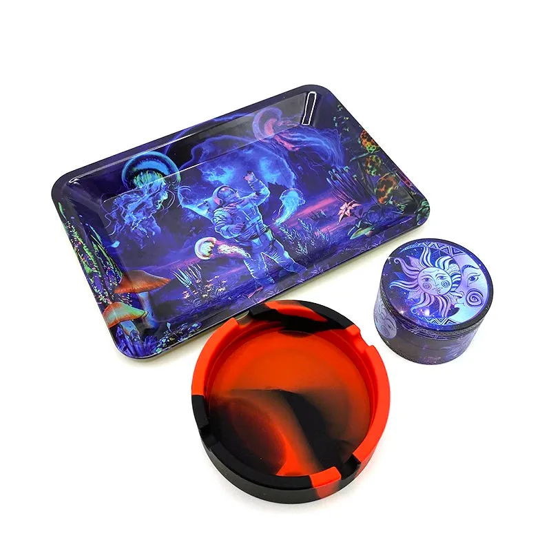 3Pcs Rolling Tray/W Metal **SMOKING DEVICES**