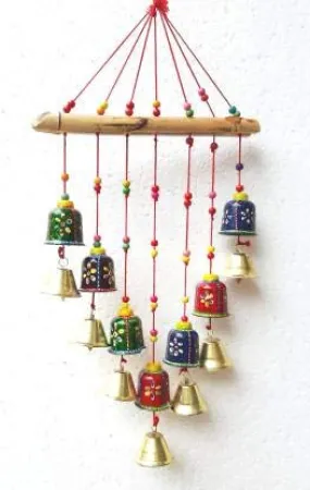 Aayog Creations Handcrafted Bells Design Wood Windchime (18 inch, Multicolor) Wood Windchime (18 inch, Multicolor)