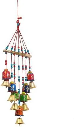 Aayog Creations Handcrafted Bells Design Wood Windchime (18 inch, Multicolor) Wood Windchime (18 inch, Multicolor)