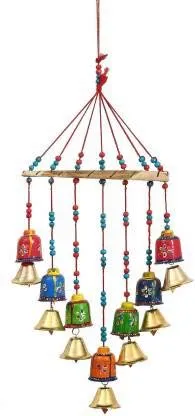 Aayog Creations Handcrafted Bells Design Wood Windchime (18 inch, Multicolor) Wood Windchime (18 inch, Multicolor)