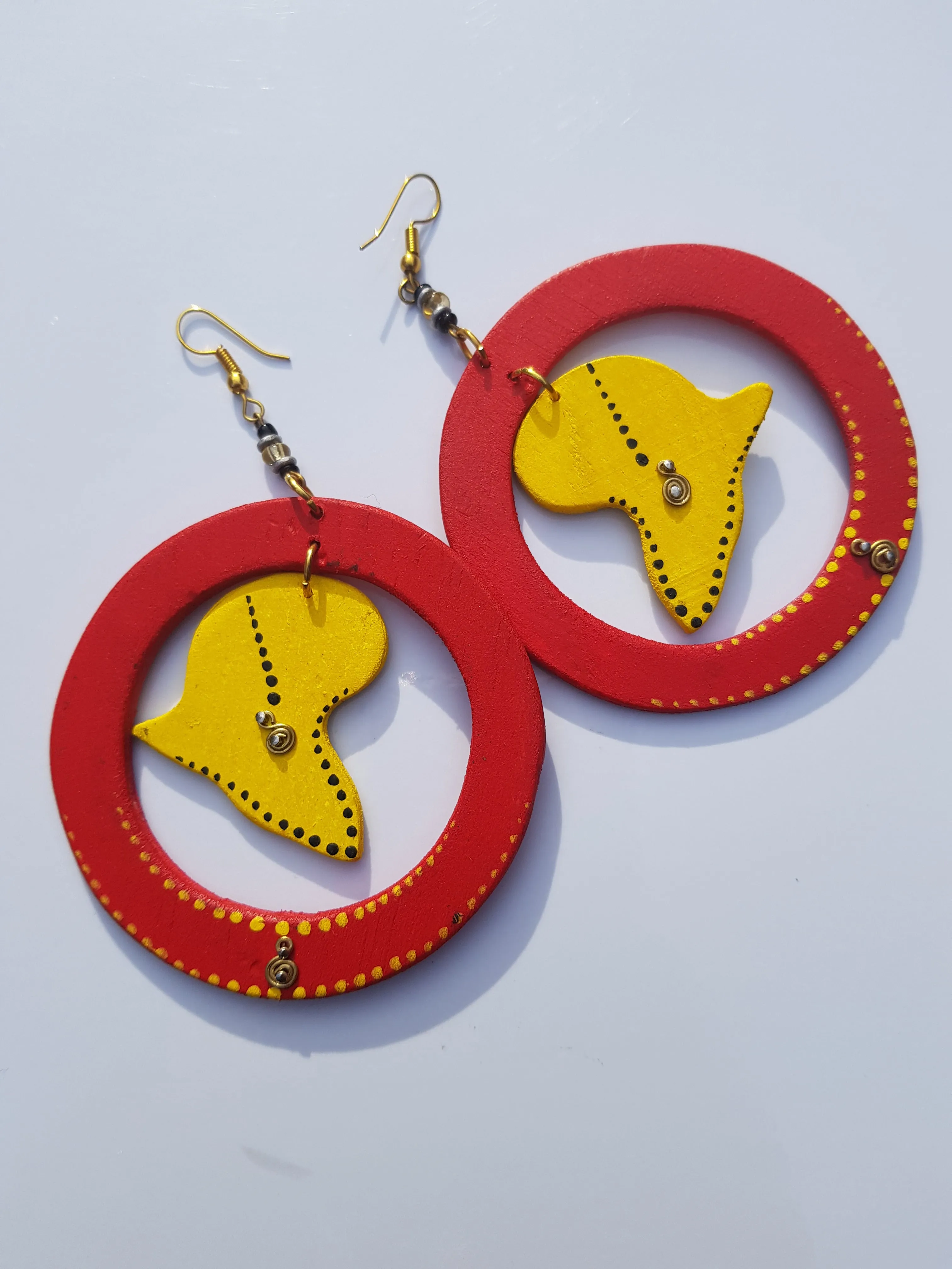 Afrocentric handmade wooden earrings: various colours