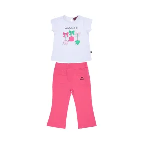 Aigner Kids Baby Girl's Fuchsia and White T-Shirt & Leggings