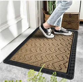 amazelo cart Polypropylene Anti Slip Floor Door Mat Bathmat With Rubber Backing For Home Living Room Entrance (60X40 Cm, Beige), Large Rectangle