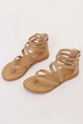 Amozae-Buckle Ankle Strap Zipper Thong Sandals