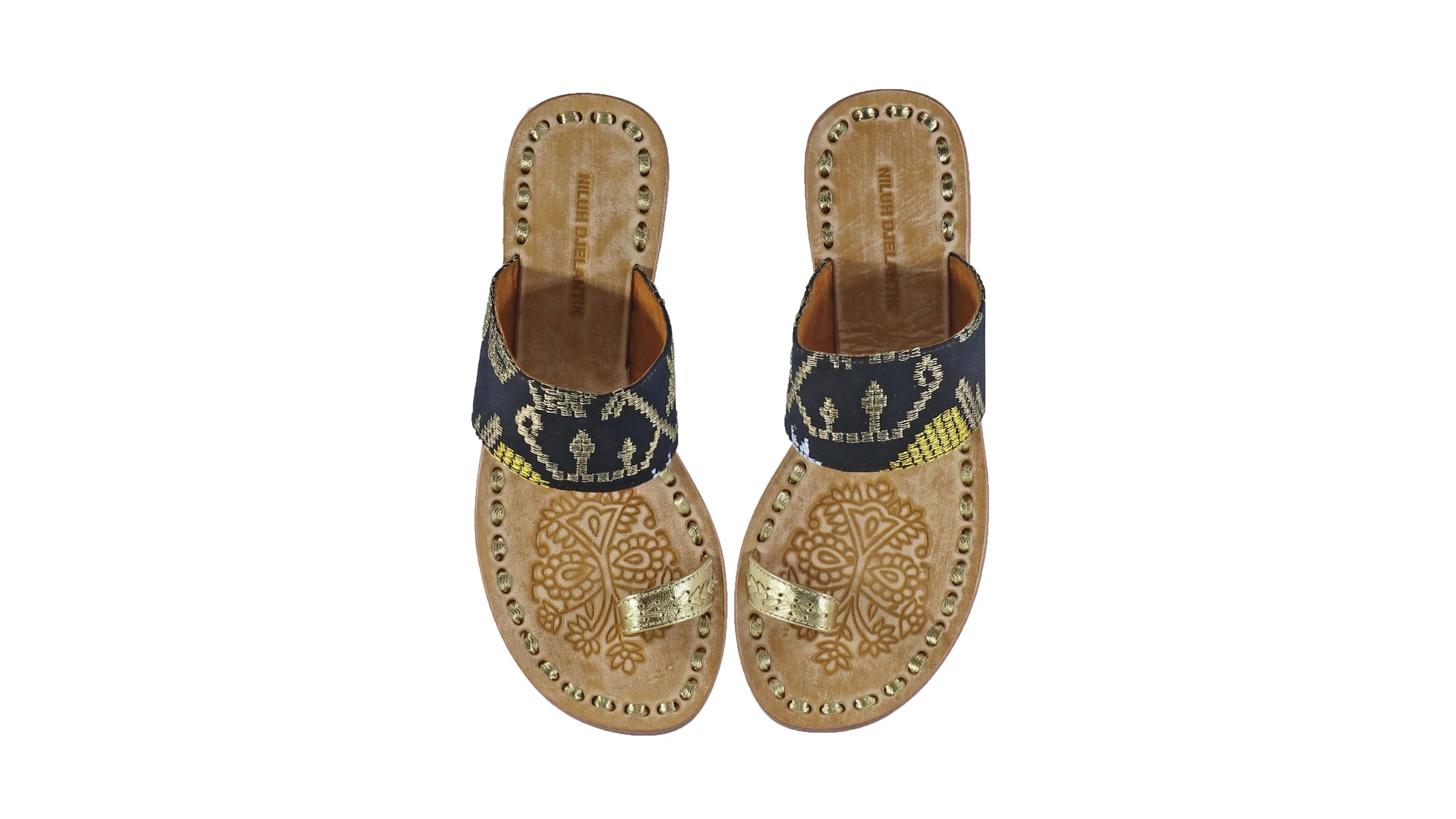 Arini 20mm Flat - Gold & Black Songket