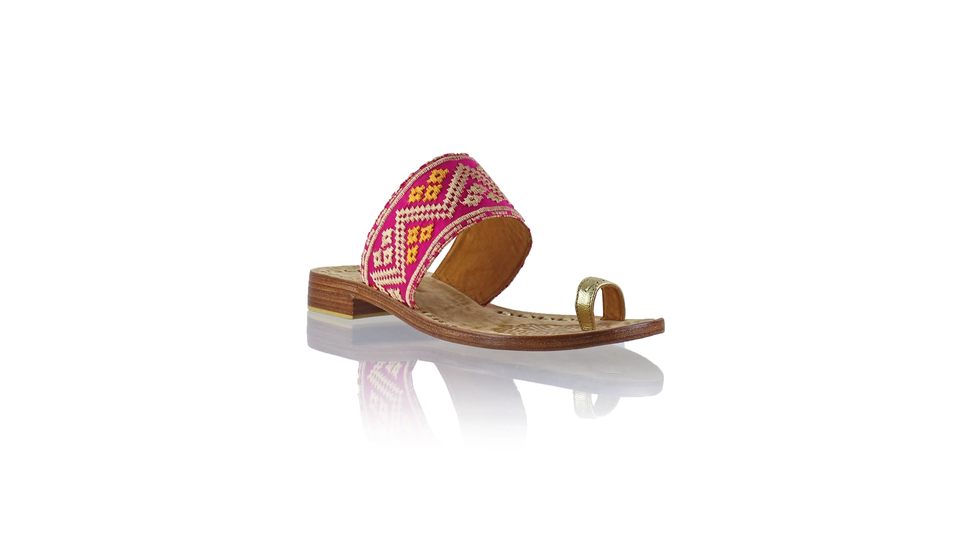 Arini 20mm Flat - Gold & Fuschia Songket