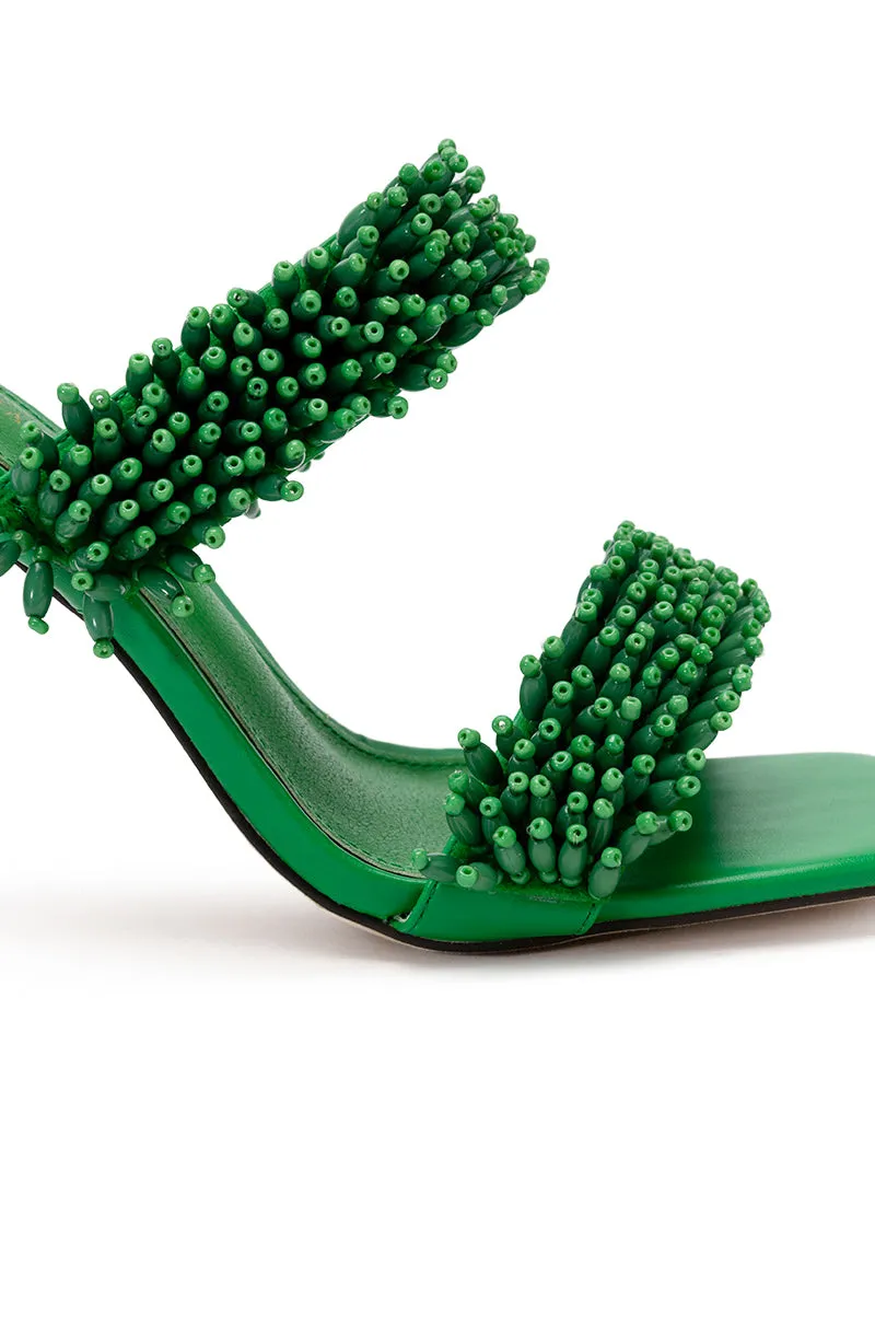 AZALEA WANG DOMITILLA SLIP ON STILETTO SANDAL IN GREEN