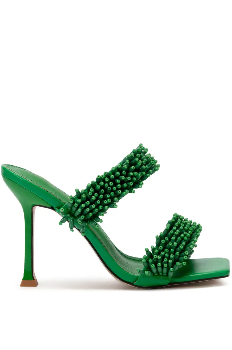 AZALEA WANG DOMITILLA SLIP ON STILETTO SANDAL IN GREEN