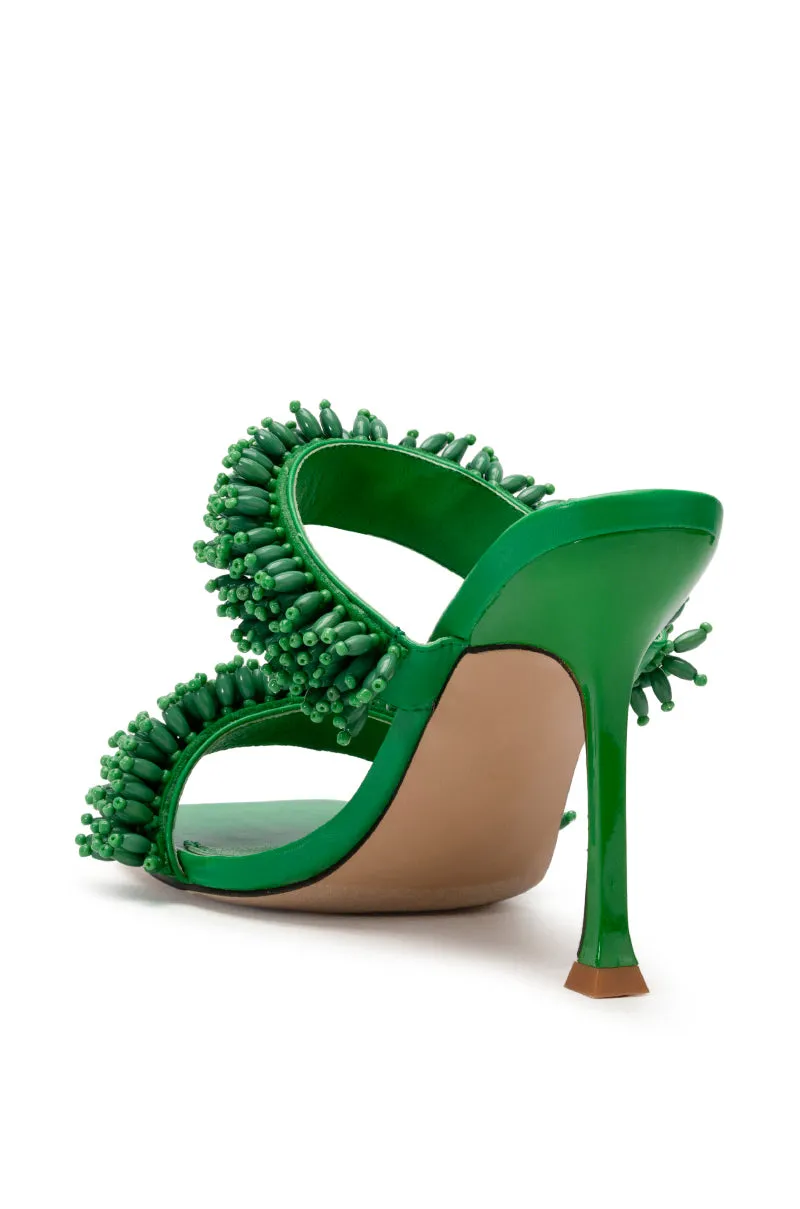 AZALEA WANG DOMITILLA SLIP ON STILETTO SANDAL IN GREEN