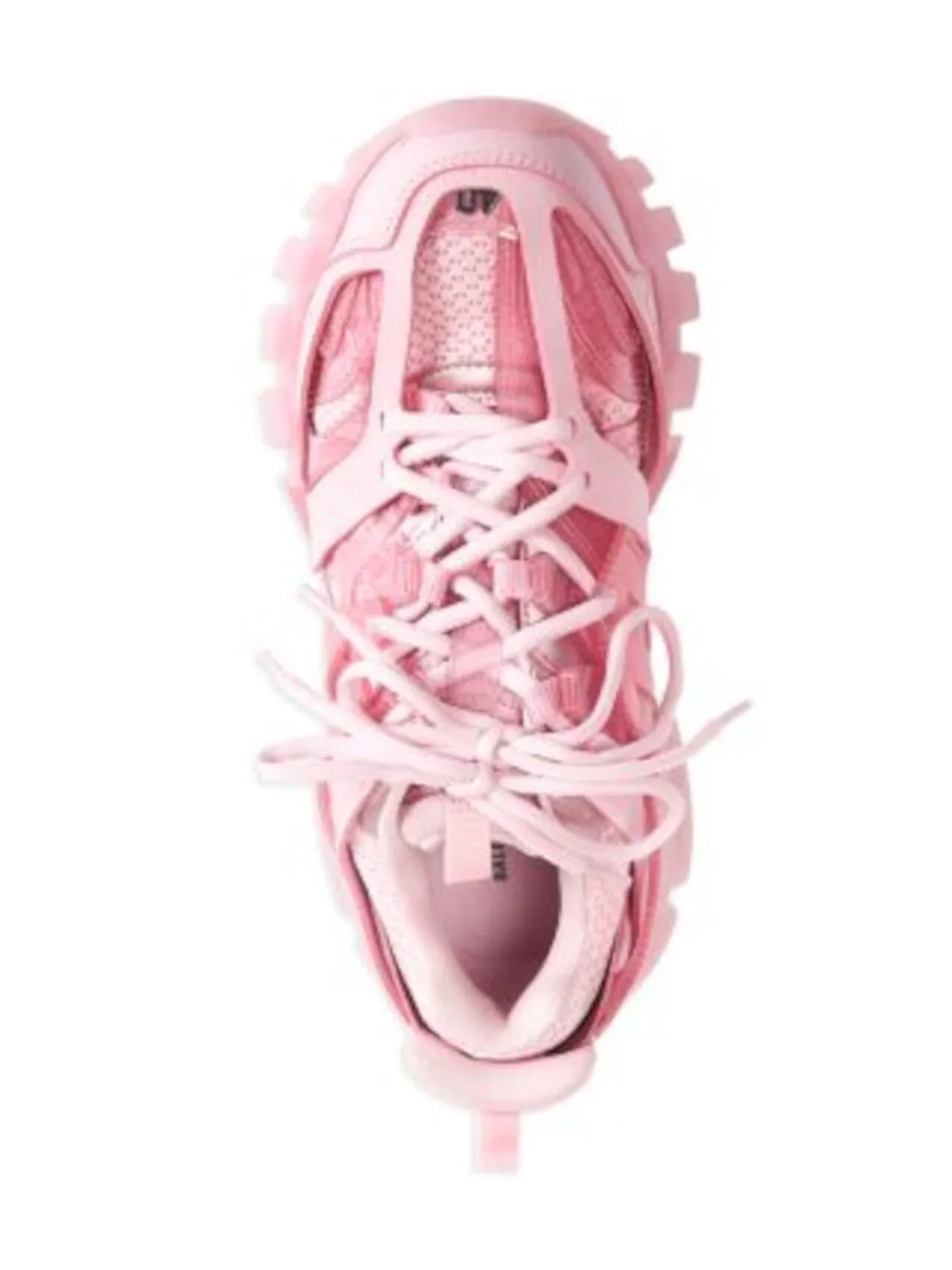 BALENCIAGA Womens Pink Mixed Media Dual Pull-Tabs 1" Platform Track Round Toe Wedge Lace-Up Sneakers Shoes