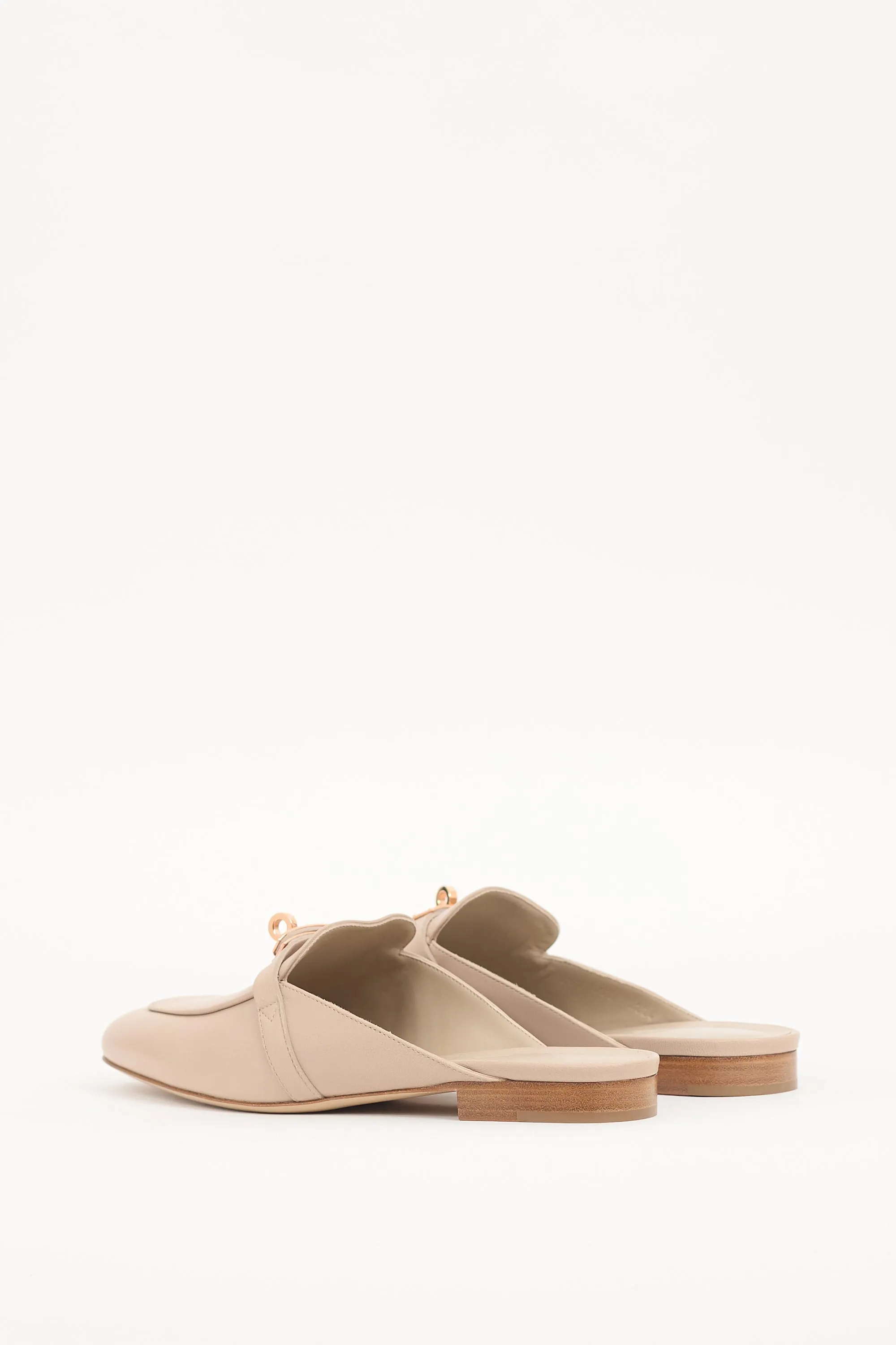 Beige Leather Oz Buckle Mule