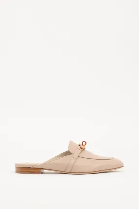 Beige Leather Oz Buckle Mule