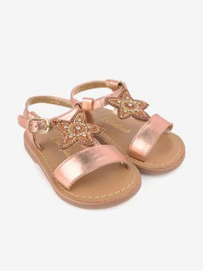 Billieblush Girls Leather Sandals with Beaded Flower