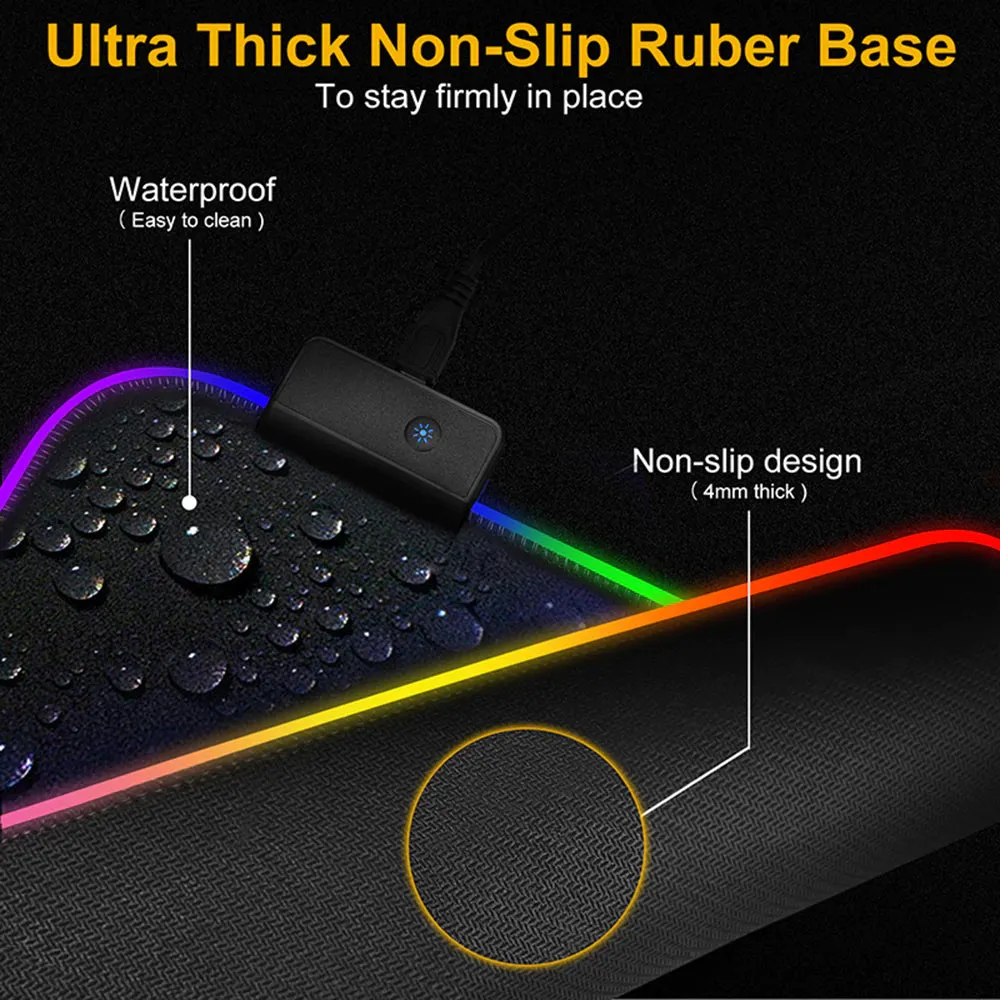 Black and White Mouse Pad Gamer Pink Mouse Mat Simple Gaming Led Lights Mousepad Rgb Computer