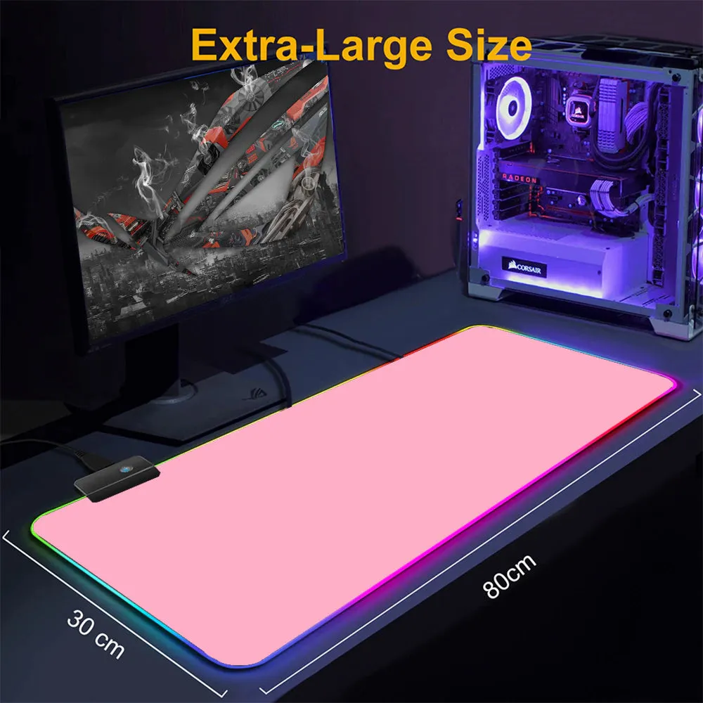 Black and White Mouse Pad Gamer Pink Mouse Mat Simple Gaming Led Lights Mousepad Rgb Computer