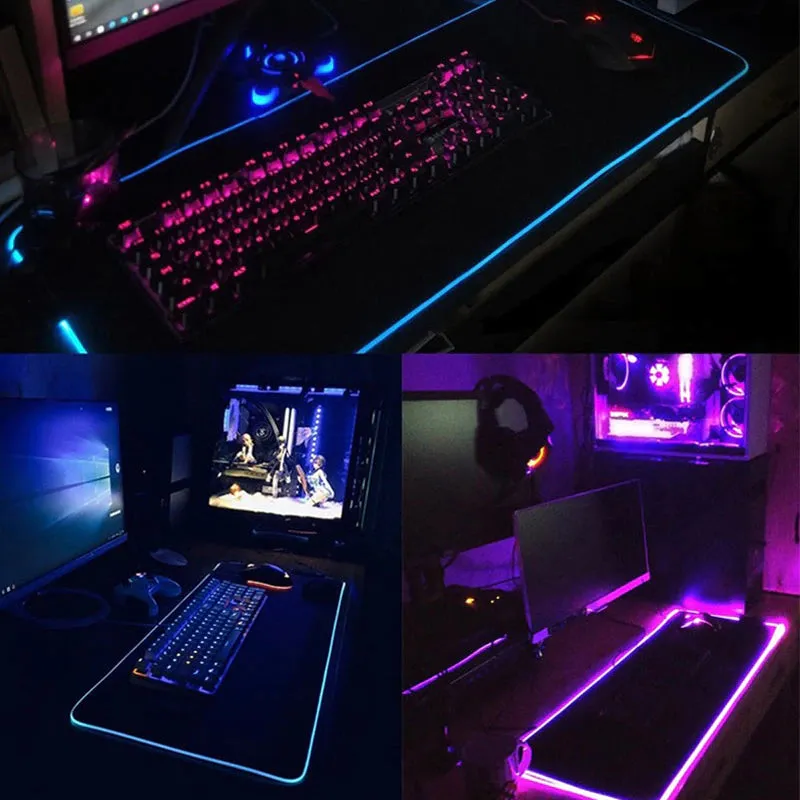 Black and White Mouse Pad Gamer Pink Mouse Mat Simple Gaming Led Lights Mousepad Rgb Computer