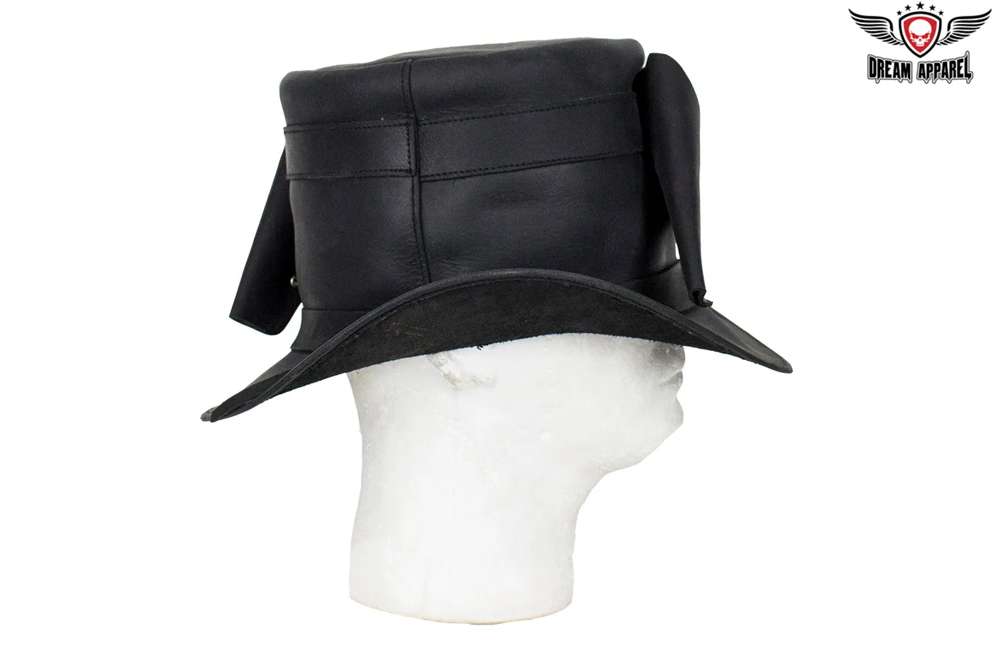 Black Leather Deadman Top Hat with Gun Holsters