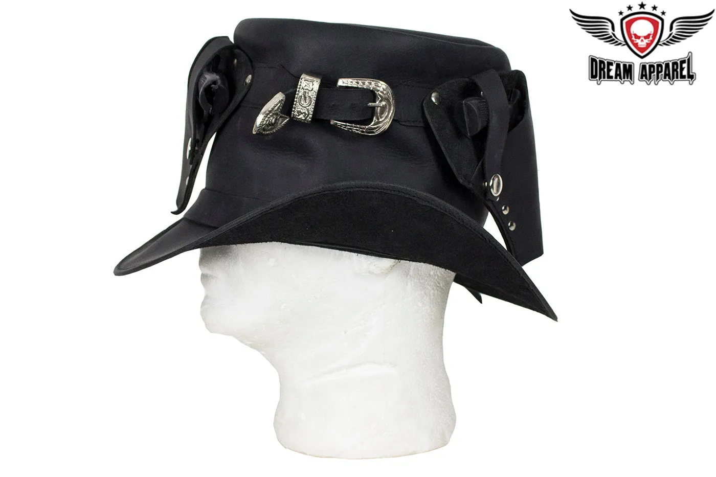 Black Leather Deadman Top Hat with Gun Holsters