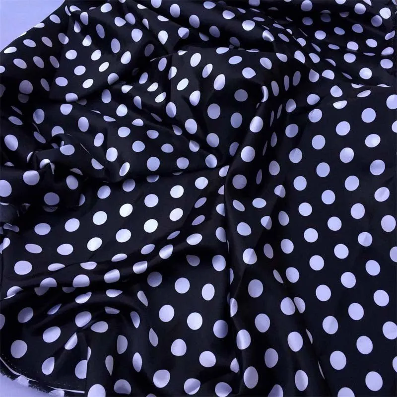 Black/white / Silky 1/2 inches/ Polka Dot Fabric / Satin Fabric