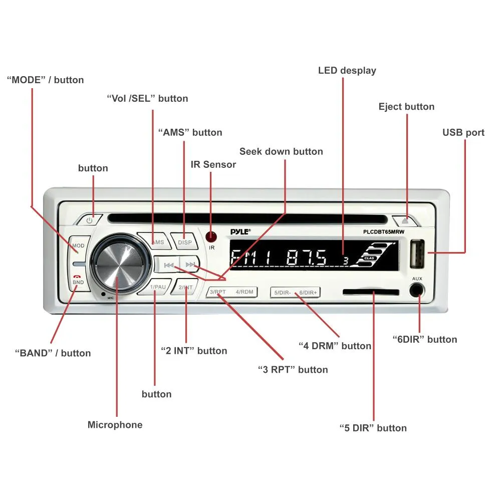 Bluetooth Marine Stereo Radio Receiver & Waterproof Speaker Kit, Hands-Free Talking, Cd Player, Mp3/Usb/Sd Readers, Am/Fm Radio, (2) 6.5’’ Speakers