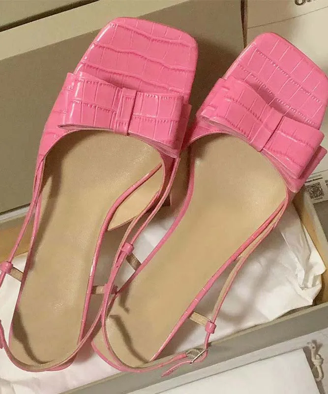 Boutique Pink Faux Leather Buckle Strap Sandals