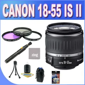 Canon EF-S 18-55mm f/3.5-5.6 is II SLR Lens - Mark II   3 Piece Filter Kit   Lens Pen Cleaner   Shock Proof Deluxe Lens Case   Microfiber Cleaning Cloth   Accessory Saver Bundle!