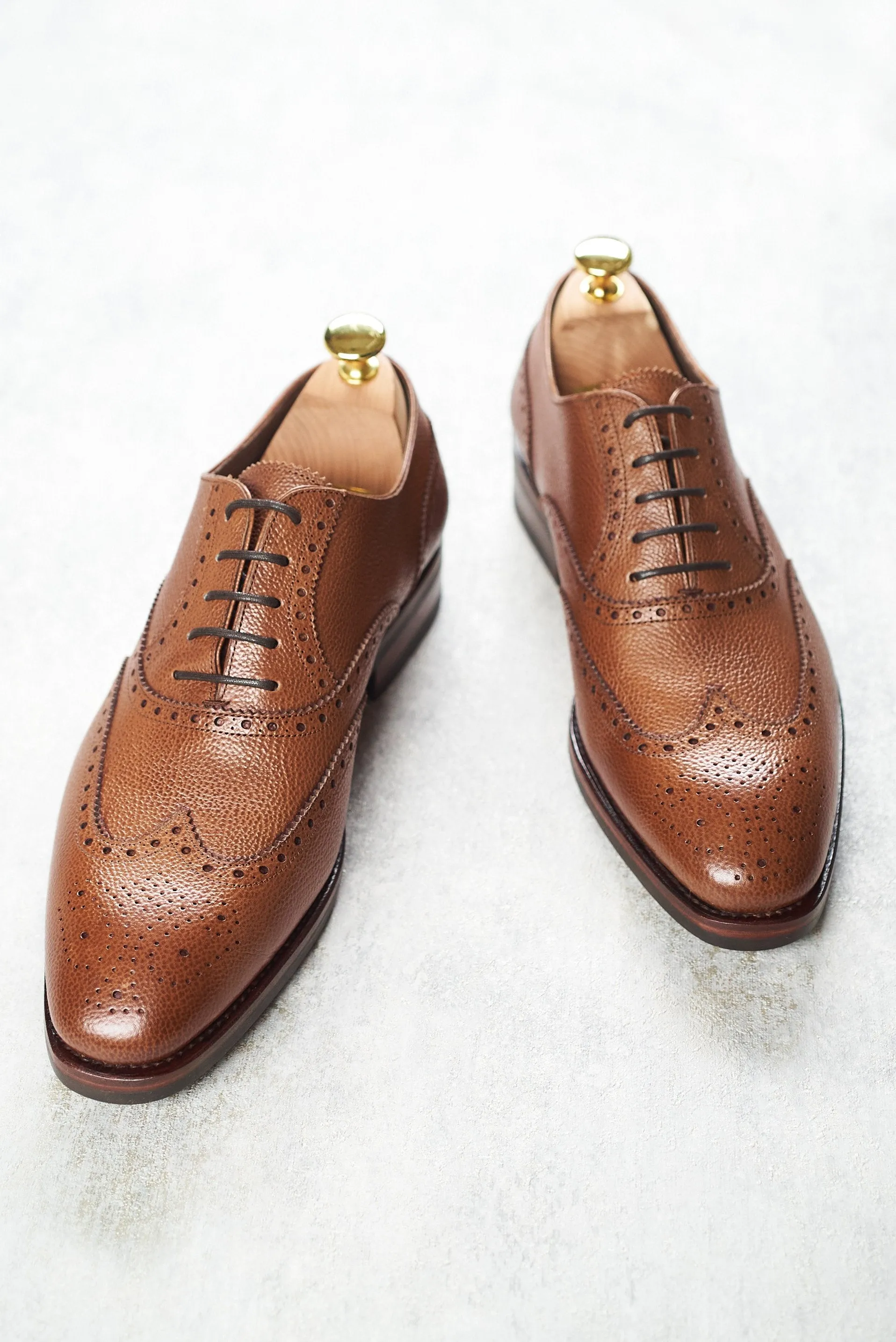 Carmina Rain 922 Tan Grain Wingtip Shoes