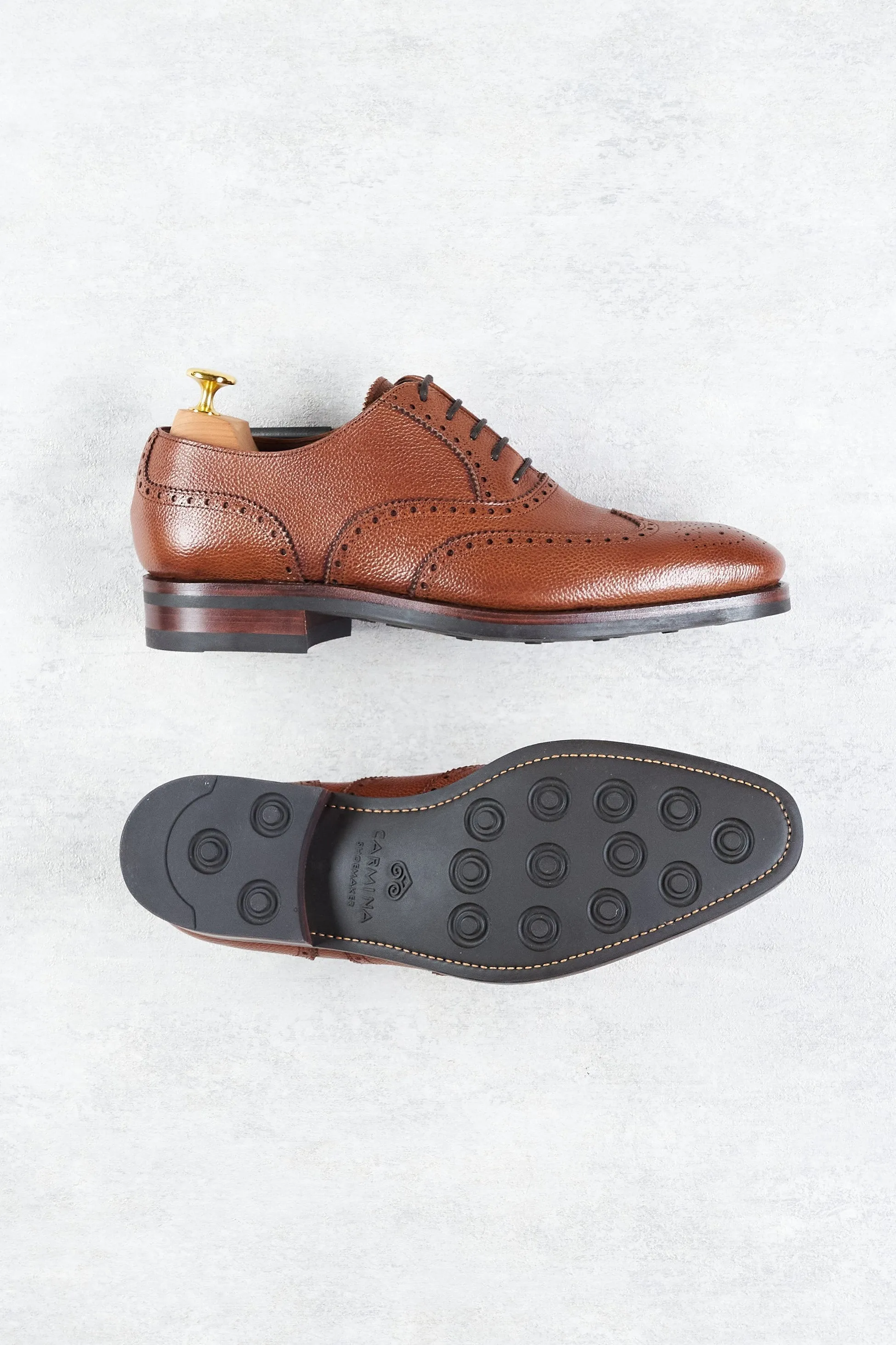 Carmina Rain 922 Tan Grain Wingtip Shoes