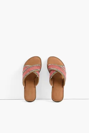 Coral Crush Hand Beaded Slide Sandals