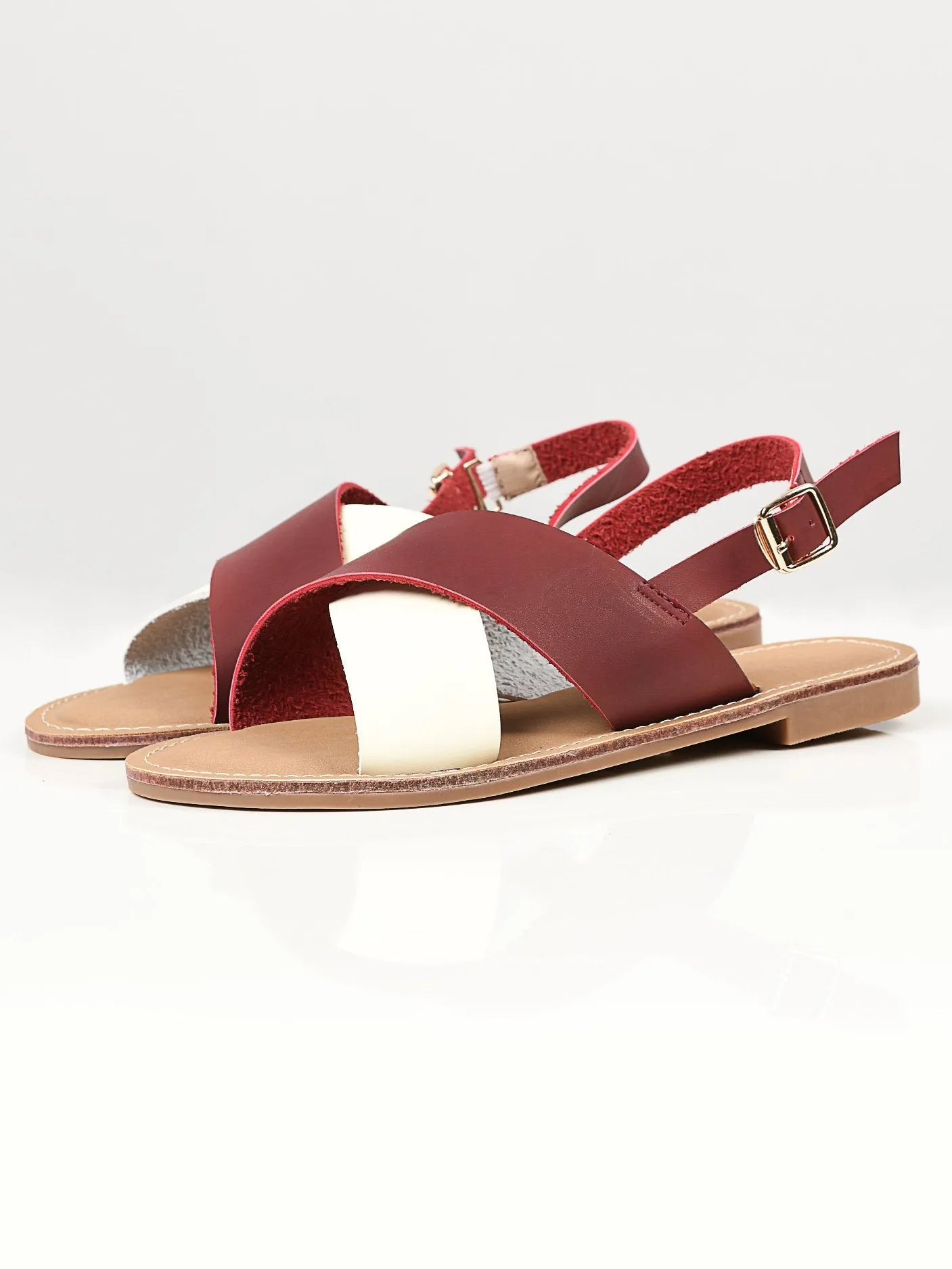 Crisscross Sandals - Maroon