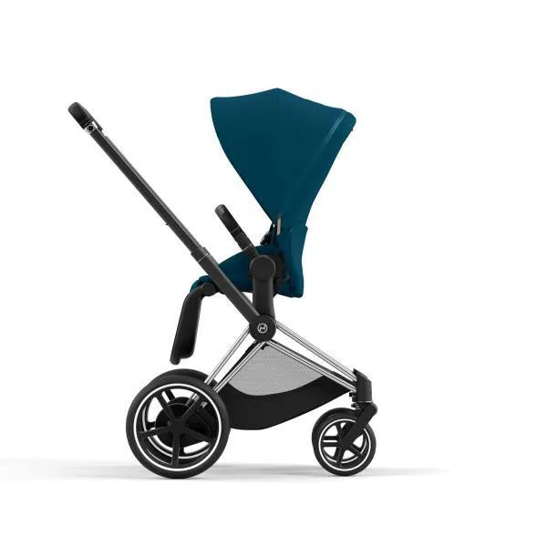 Cybex E-Priam 2 Stroller - Chrome/Black Frame and Mountain Blue Seat Pack