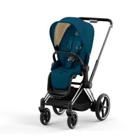 Cybex E-Priam 2 Stroller - Chrome/Black Frame and Mountain Blue Seat Pack