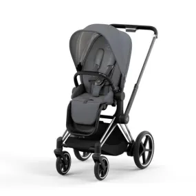 Cybex E-Priam 2 Stroller - Chrome/Black Frame and Soho Grey Seat Pack