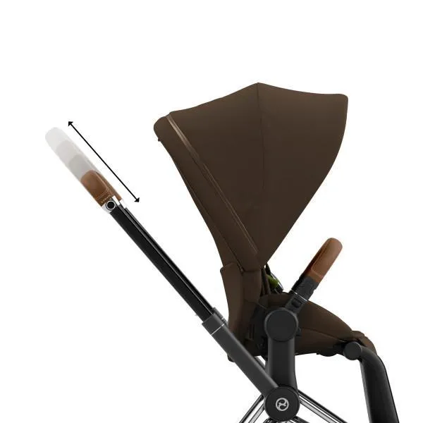 Cybex E-Priam 2 Stroller - Chrome/Brown Frame and Khaki Green Seat Pack