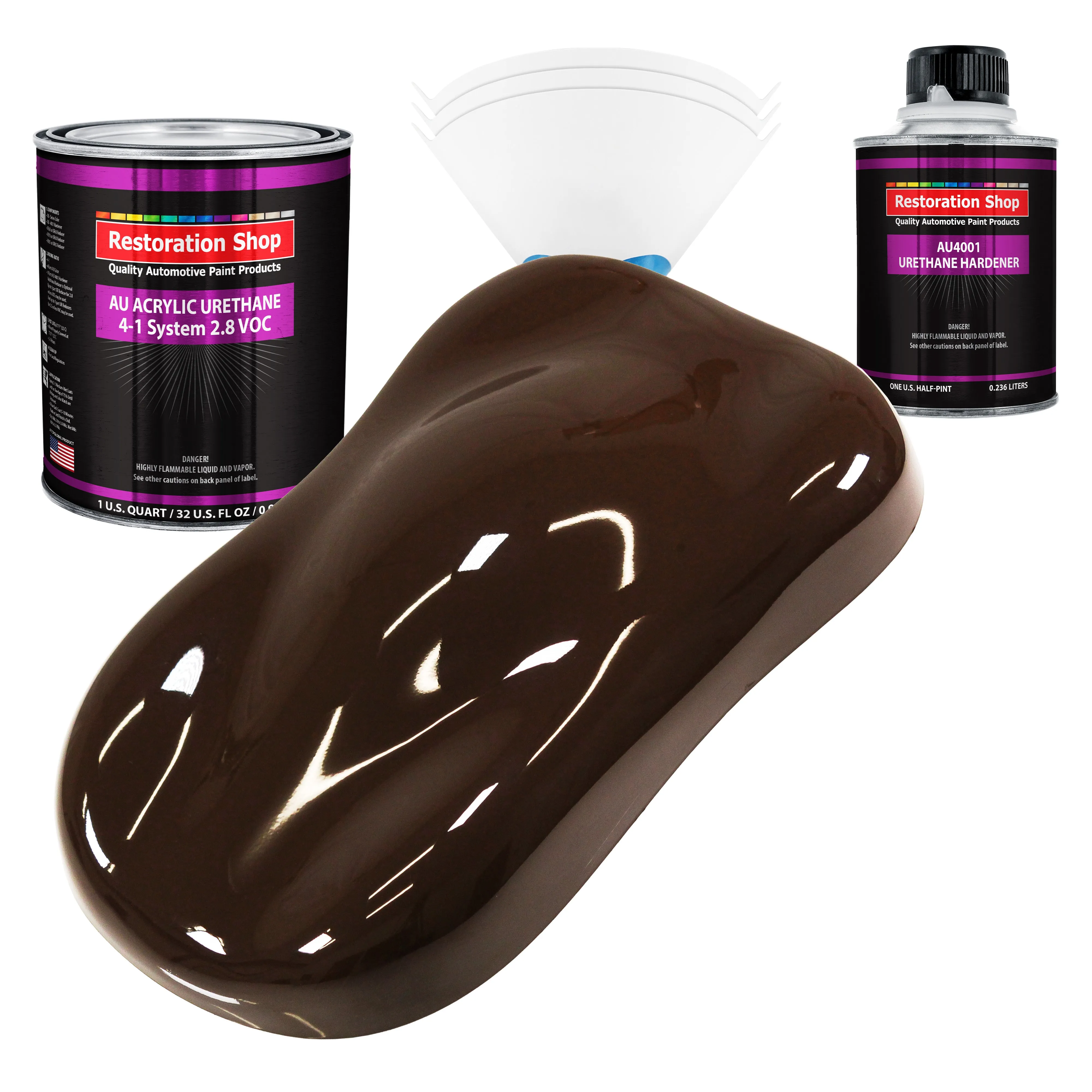 Dakota Brown Acrylic Urethane Auto Paint - Complete Quart Paint Kit - Professional Single Stage Automotive Car Truck Coating, 4:1 Mix Ratio 2.8 VOC