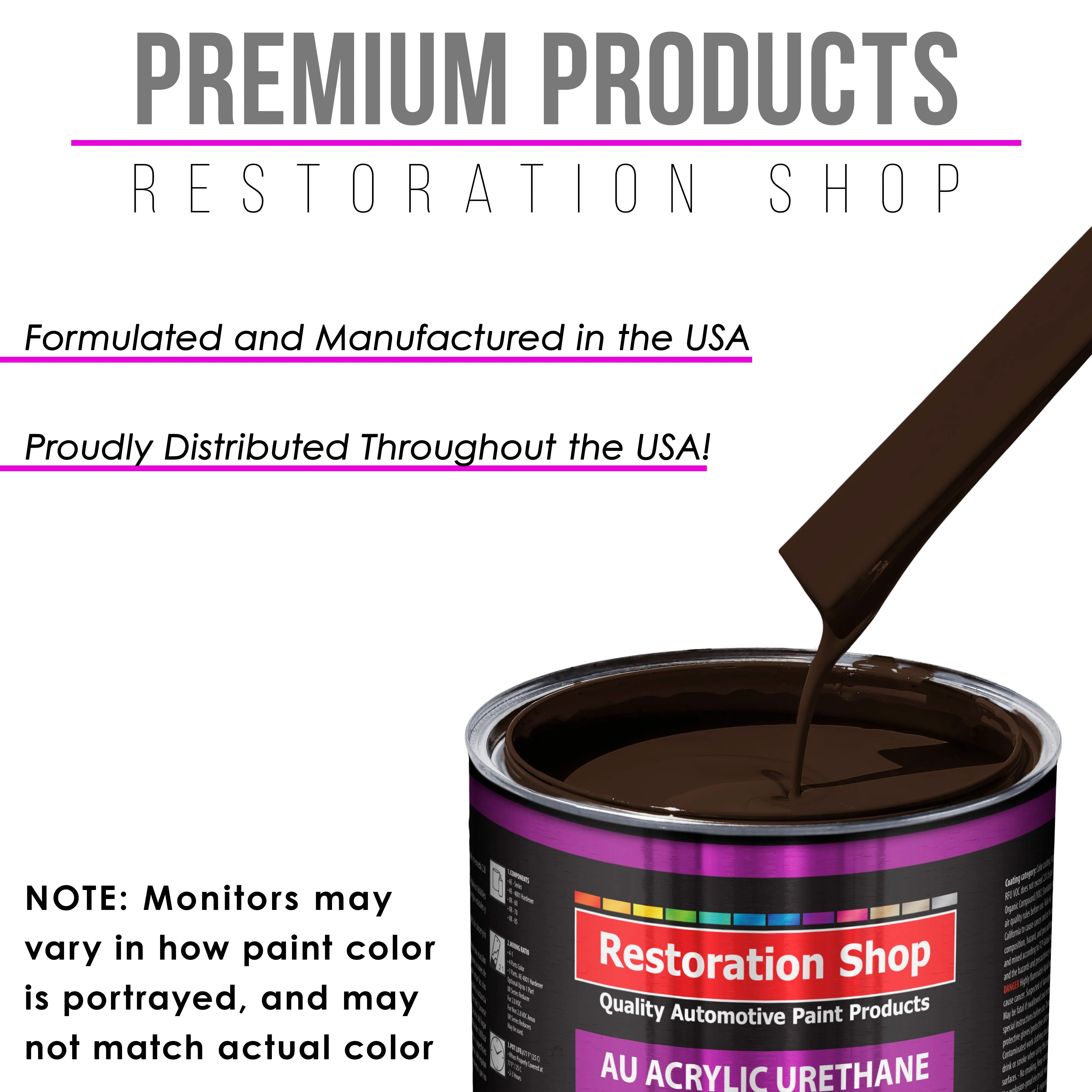 Dakota Brown Acrylic Urethane Auto Paint - Complete Quart Paint Kit - Professional Single Stage Automotive Car Truck Coating, 4:1 Mix Ratio 2.8 VOC