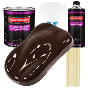 Dark Brown Acrylic Urethane Auto Paint (Complete Gallon Paint Kit) Professional Single Stage Gloss Automotive Car Truck Coating, 4:1 Mix Ratio 2.8 VOC