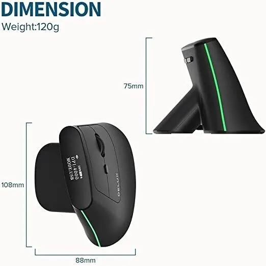 Delux MV6DB Wireless Ergonomic Mouse with OLED Screen