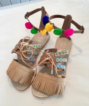 Designer South Of The Border Byron Bay Beaded Leather Size 37 Women's Sandals