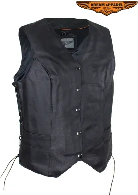 Dream Apparel Women’s Black Concealed Pocket Vest with Side Laces