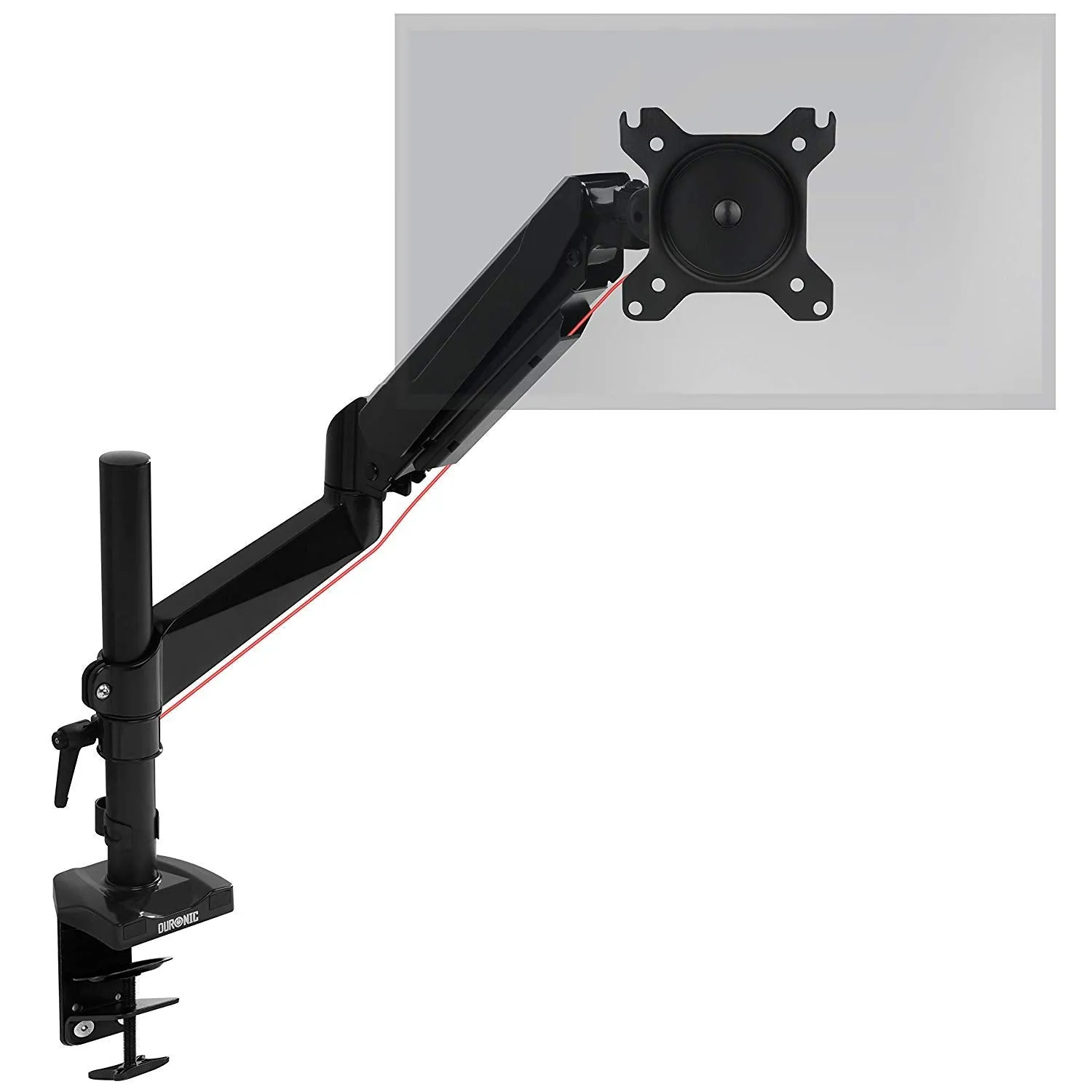 Duronic Monitor Arm Stand DMG51X2 | Single PC Desk Mount | Height Adjustable | For One 13-24 Inch LED LCD Screen | VESA 75/100 | 6.5kg Capacity | Tilt  90°/-45°, Swivel 180°,Rotate 360°