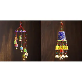 eCraftIndia handicrafted Decorative Wall/Door/Window Hanging Bells Wind Chimes Showpiece & eCraftIndia Cotton Door Hanging (Multicolour, 5 X 5 X 14 Inch)