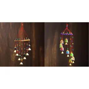 eCraftIndia Multicolour Handcrafted Decorative Seven Elephant Wall, Door & eCraftIndia handicrafted Decorative Wall/Door/Window Hanging Bells Wind Chimes Showpiece