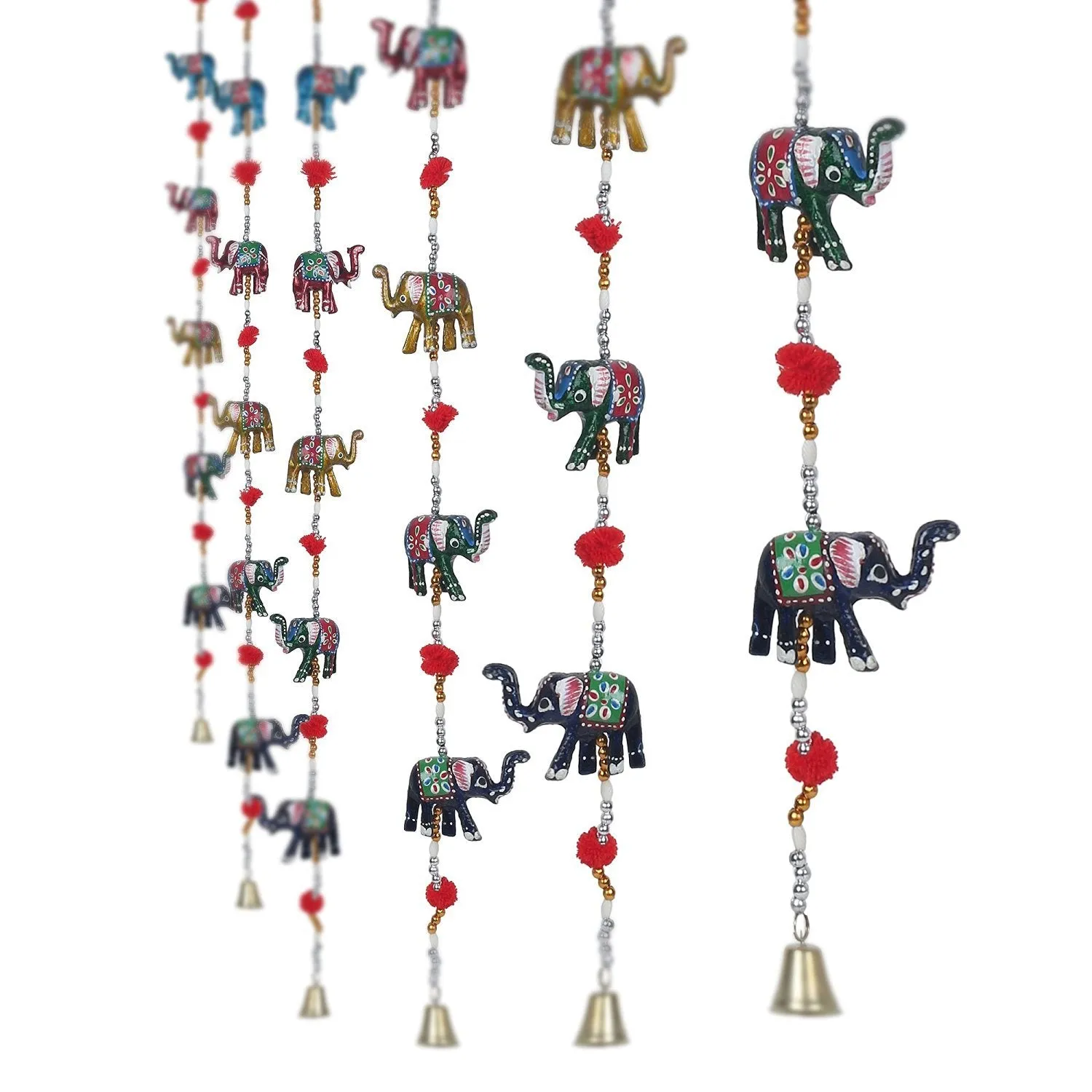 eCraftIndia Rajasthani Camel Ceramic Door Hanging (5 cm x 5 cm x 97 cm, Set of 2) & eCraftIndia Handcrafted Decorative Wall/Door/Window Hanging Bells Chimes Showpieces