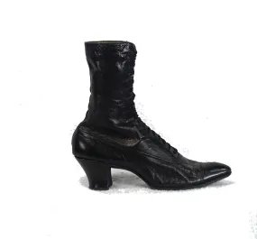 Edwardian Black Leather Women's Boots Vintage Shoes Laird Schober VFG Antique