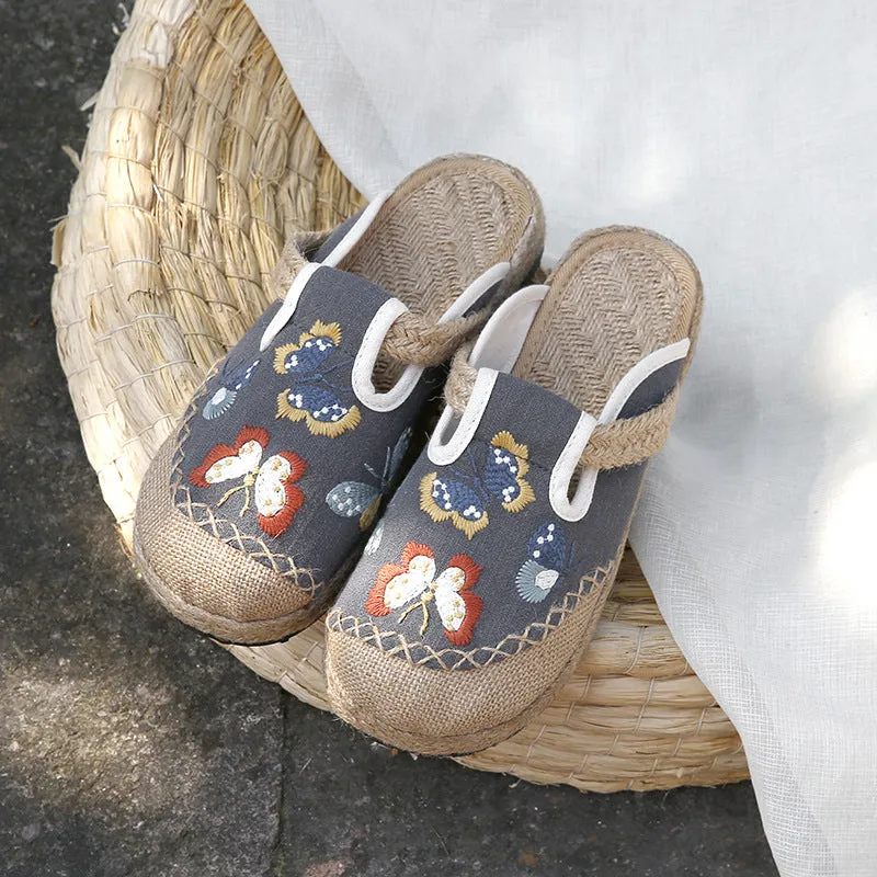 Ethnic fashion women's cloth shoes slippers  antique embroidered women's shoes one step on hand woven shoes