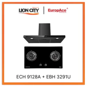 Europace ECH9128A 90cm Premium T-Chimney Hood Full   EBH3291U OTIMMO 2 Burner 90CM Stainless Steel Built-in Gas HOB